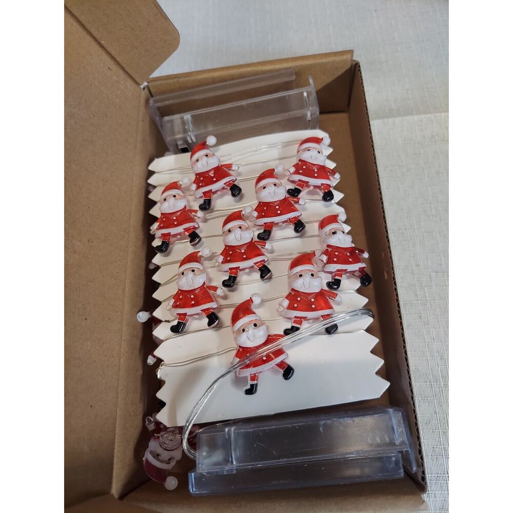 Christmas Santa Claus LED String Lights Battery Operated Holiday Decor 2 Pack - Picture 2 of 2